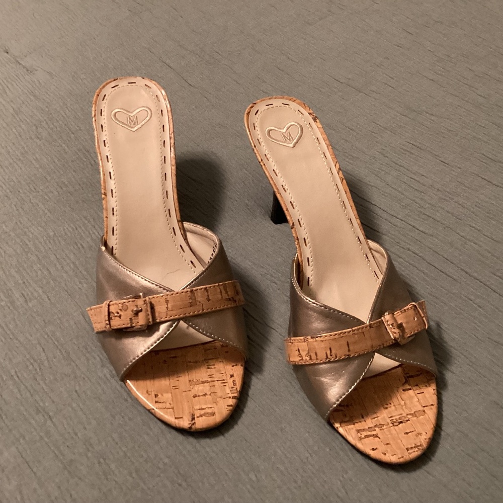Madeline heeled sandals, Size 8, Cork with gold